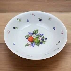 Lenox Orchard Bowl Fine Porcelain 1995 Fruit Berry Floral Gold Rim Serving Dish